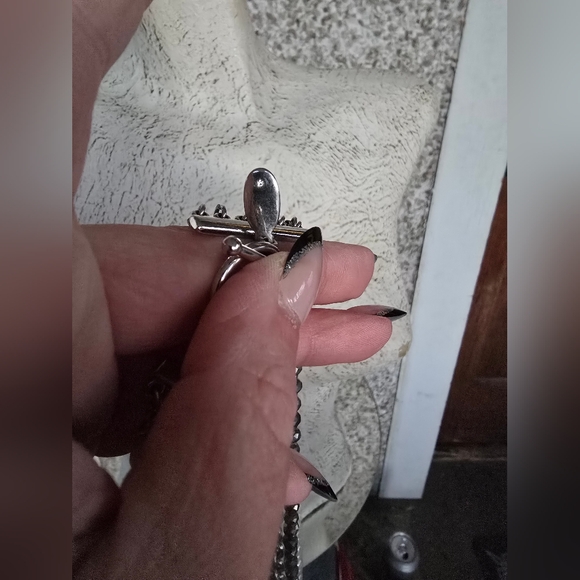 Anne Taylor multi strand metal faux pearl toggle clasp necklace - Picture 7 of 8